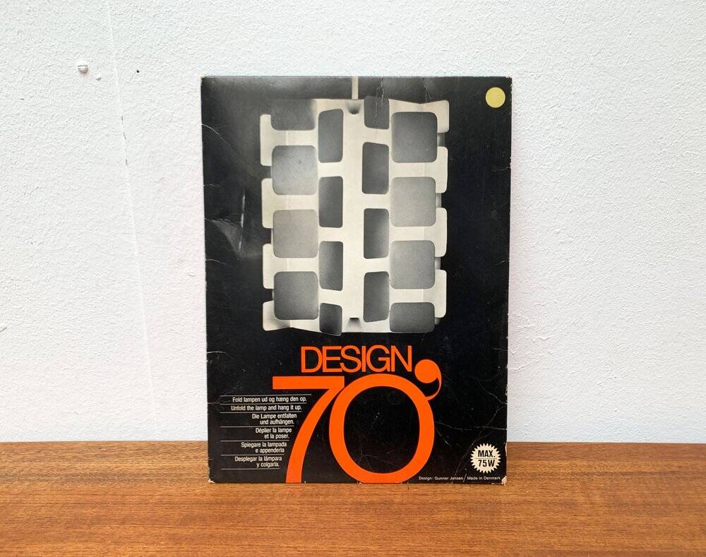 Yellow folding pendant lamp from the mid-century space age by Gunner Jensen, 1970s.