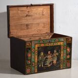Ancien coffre oriental avec peinture de la guerrière Yang Mulan (c.1900) #9