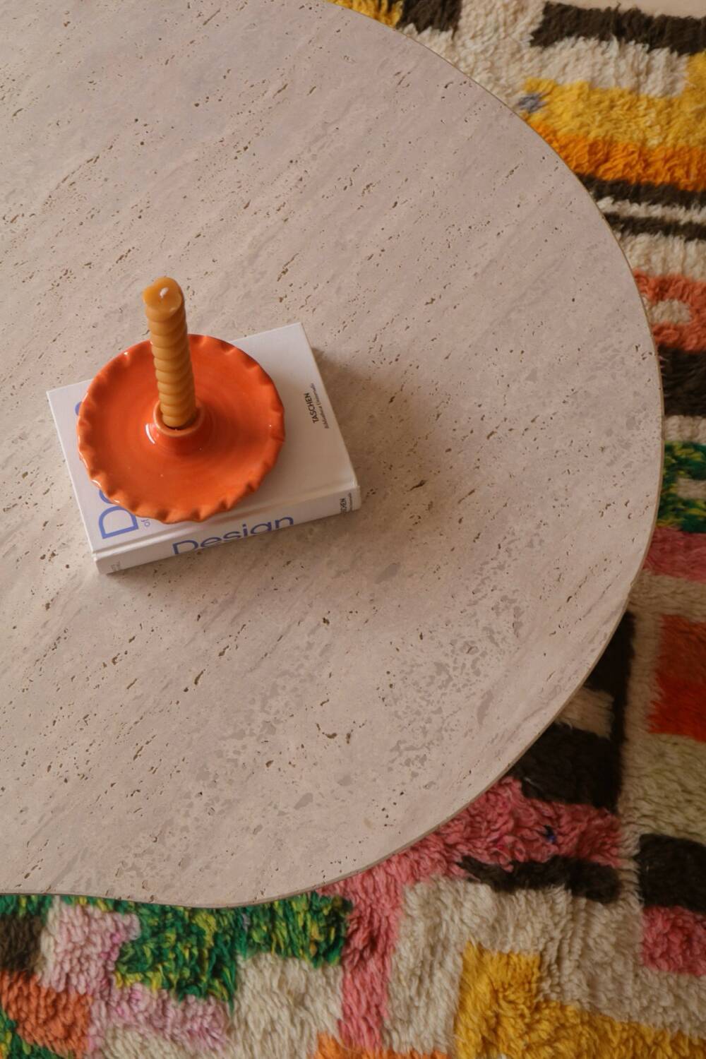 Orange ceramic candle holder serrated plate