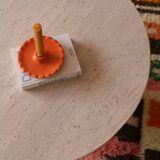 Orange ceramic candle holder serrated plate