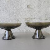 Pair of tazza glass compote cups, circa 1950 - 1970