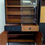 Vintage 1960s Secretary and Display Cabinet Set with Compass Design Legs