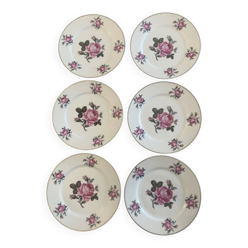 Set of 6 Limoges porcelain plates by Michelaud Frères – decorative f