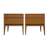 2 60's oak bedside tables