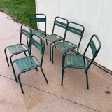 Set of 6 Tolix T1 metal chairs
