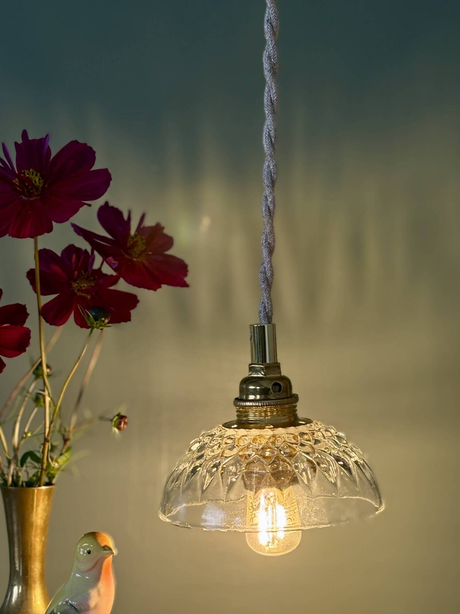 Vintage glass pendant light - tableware collection (UD1)