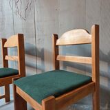 4 green tweed chairs