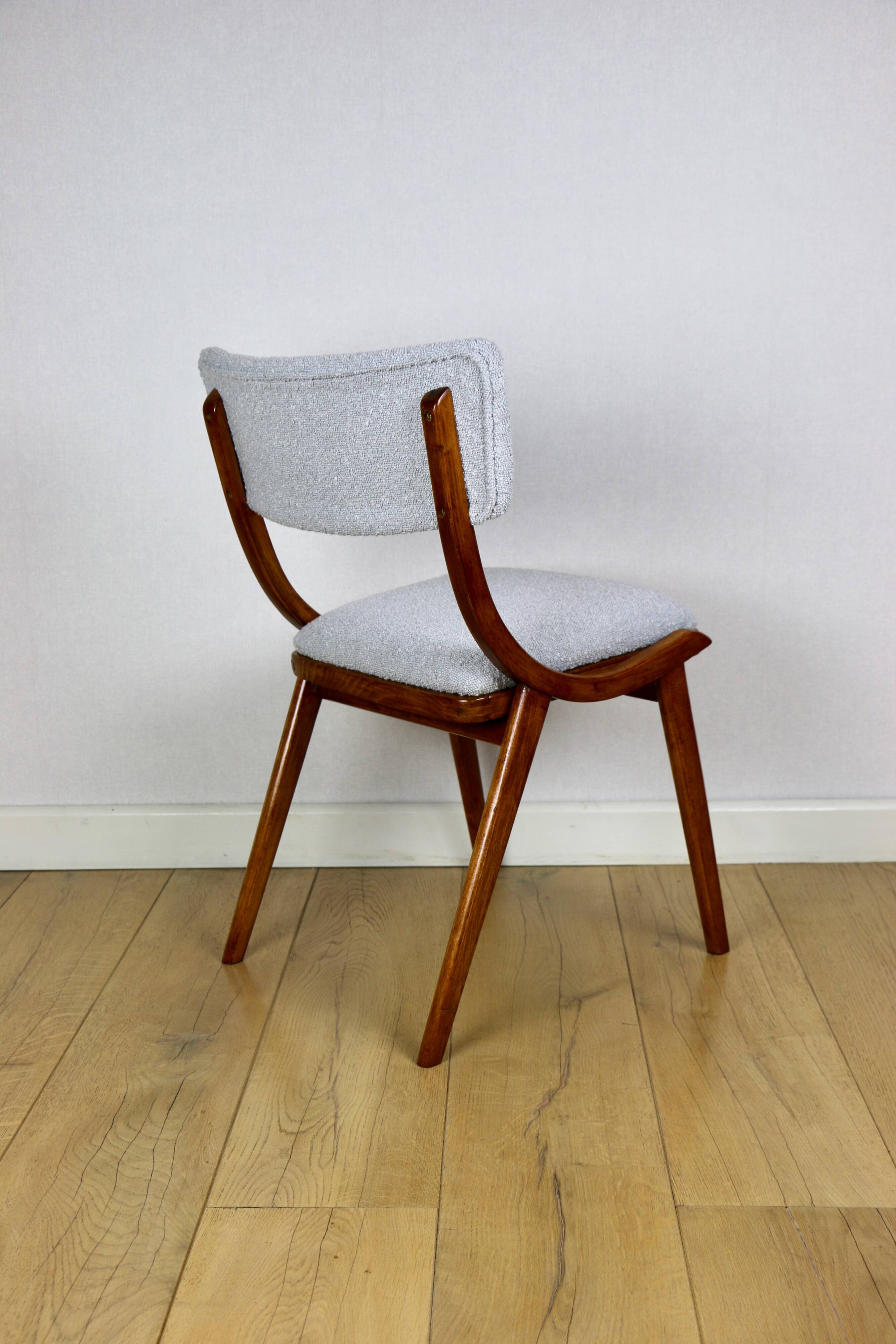 Skoczek chair light blue light grey boucle from the 70s