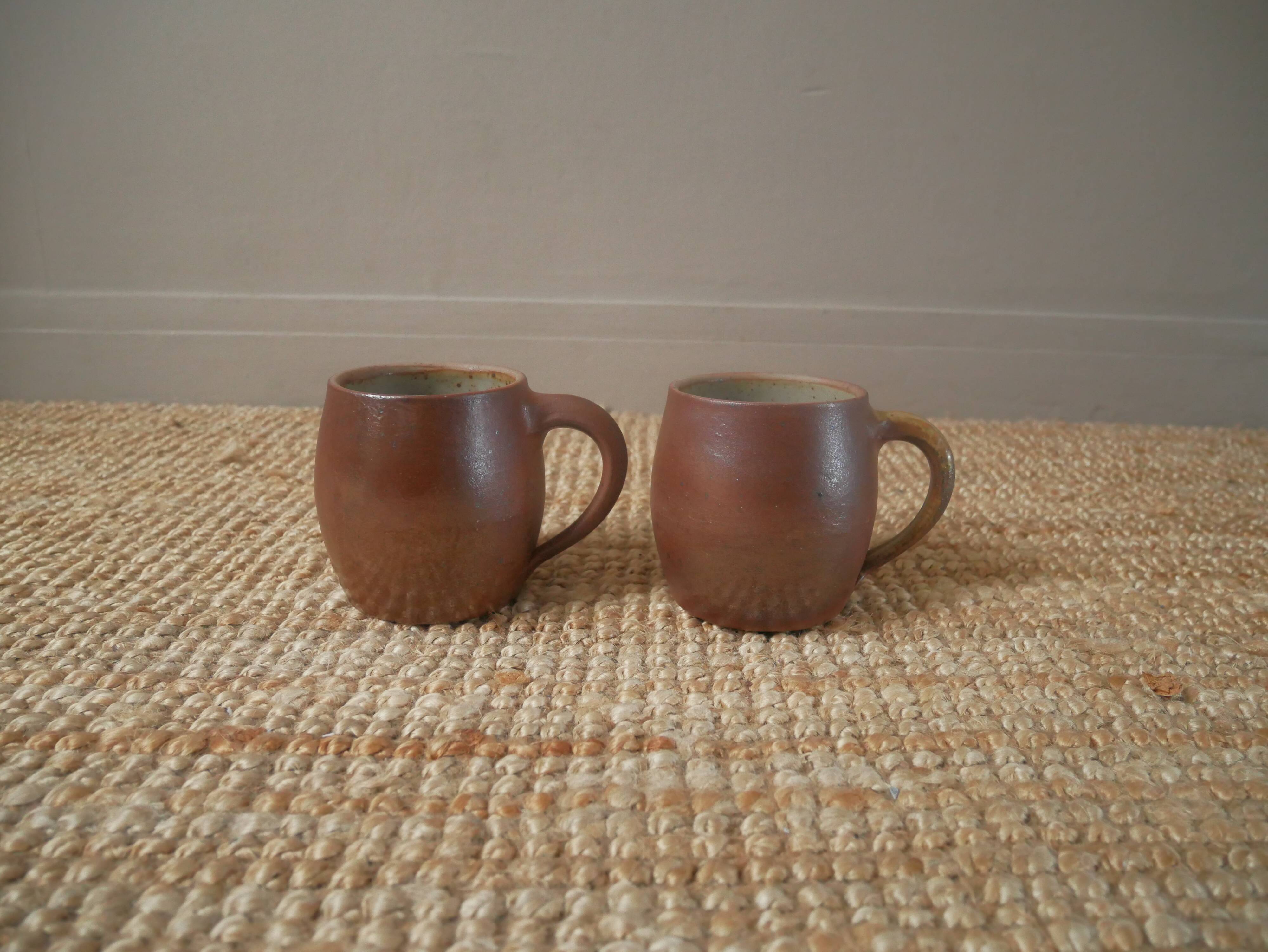 Vintage stoneware ceramic mugs handcrafted Scandinavian country decoration tea cups