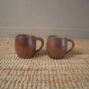 Vintage stoneware ceramic mugs handcrafted Scandinavian country decoration tea cups