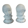 2 busts girl and boy - vintage porcelain biscuit