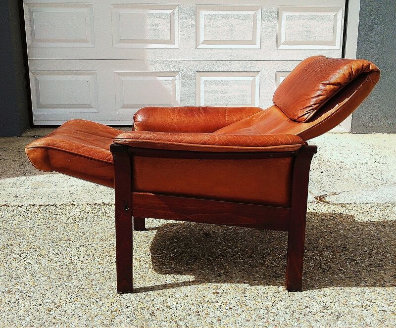 Scandinavian leather rest chair, Mobler Get, vintage