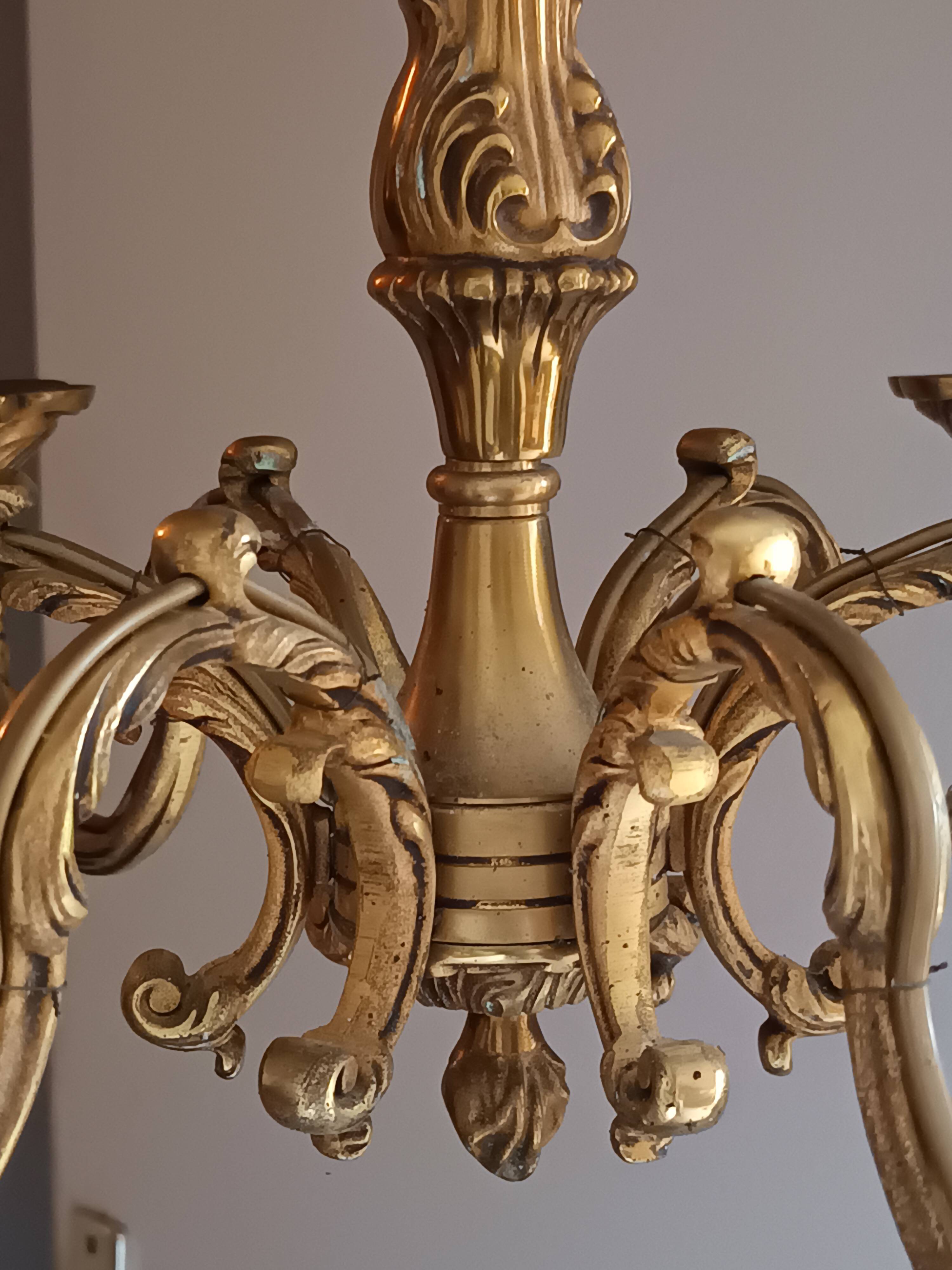 Lustre Louis XV en bronze doré – 6 feux – électricité refaite