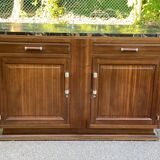 Vintage Parisian art deco sideboard in solid wood and black marble 180cm
