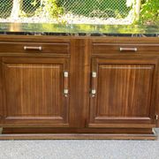 Vintage Parisian art deco sideboard in solid wood and black marble 180cm