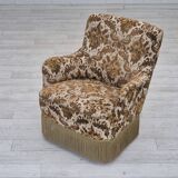 1960s, Danish armchair, furniture velour fabric, ash wood.