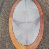 Oval Teak Astro Coffee Table with Glass Top by Victor Wilkins for G-Plan, 1960s