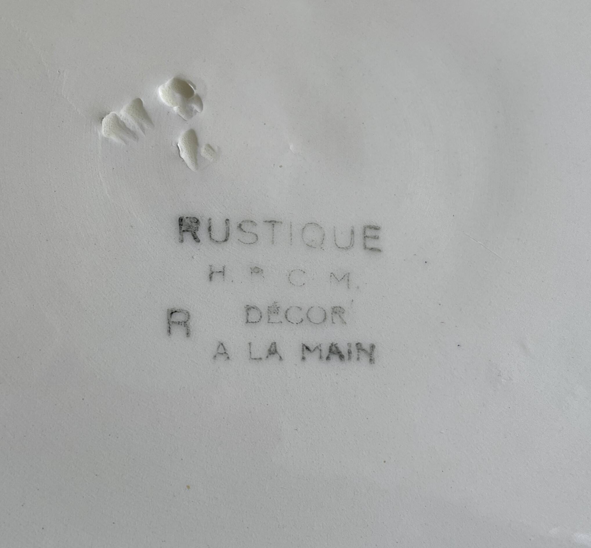 Large round antique earthenware dish from Choisy-le-Roi