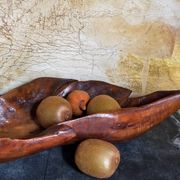 Coupe feuille en bois massif sculptée XXL ancienne