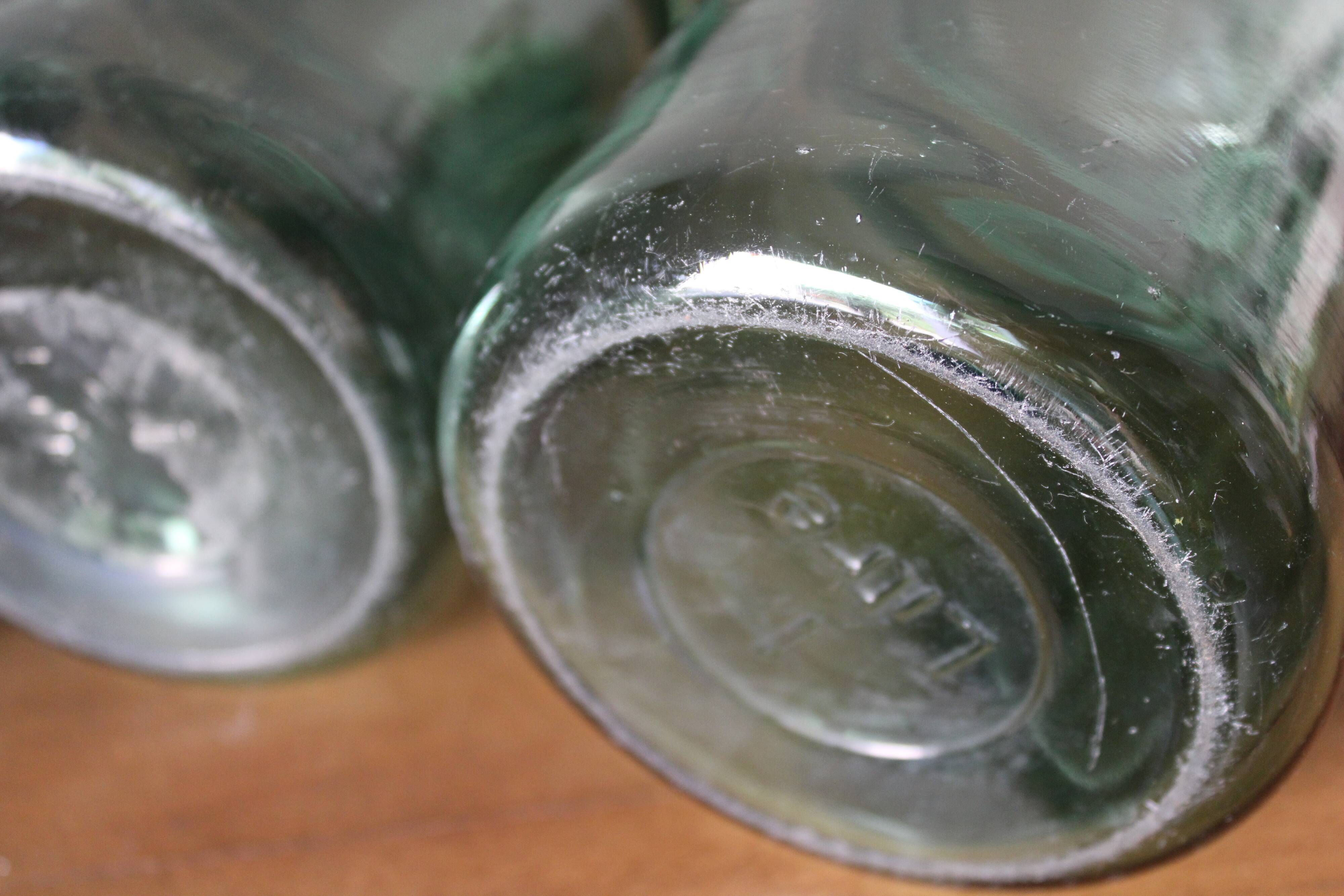 Lot of 3 green glass jars Durfort