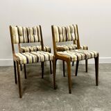 Set of 4 Teak Danish Dining Chairs with Original Fabric, 1970s