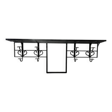 Porte manteau mural Art Déco en fer forgé martelé XX siècle