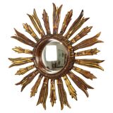 Vintage Wooden Sun Mirror Sunburst Gold Fifties 52cm
