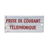 Small enamelled plate old White phone power socket