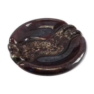 Empty ashtray pocket modernist ceramic iridescent wash VALLAURIS FRANCE circa 1950 1960