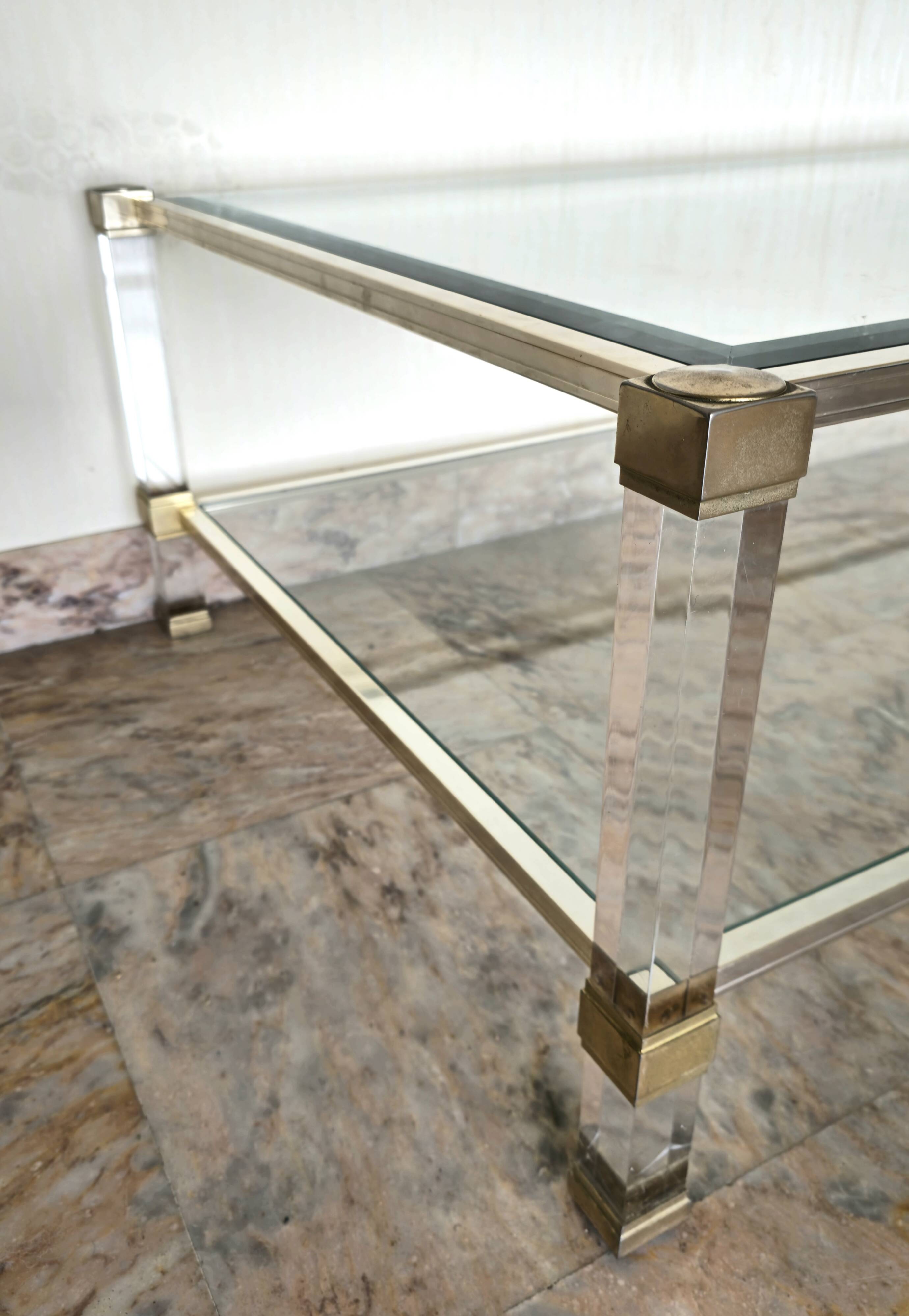 Pierre Vandel Paris glass and plexiglass coffee table
