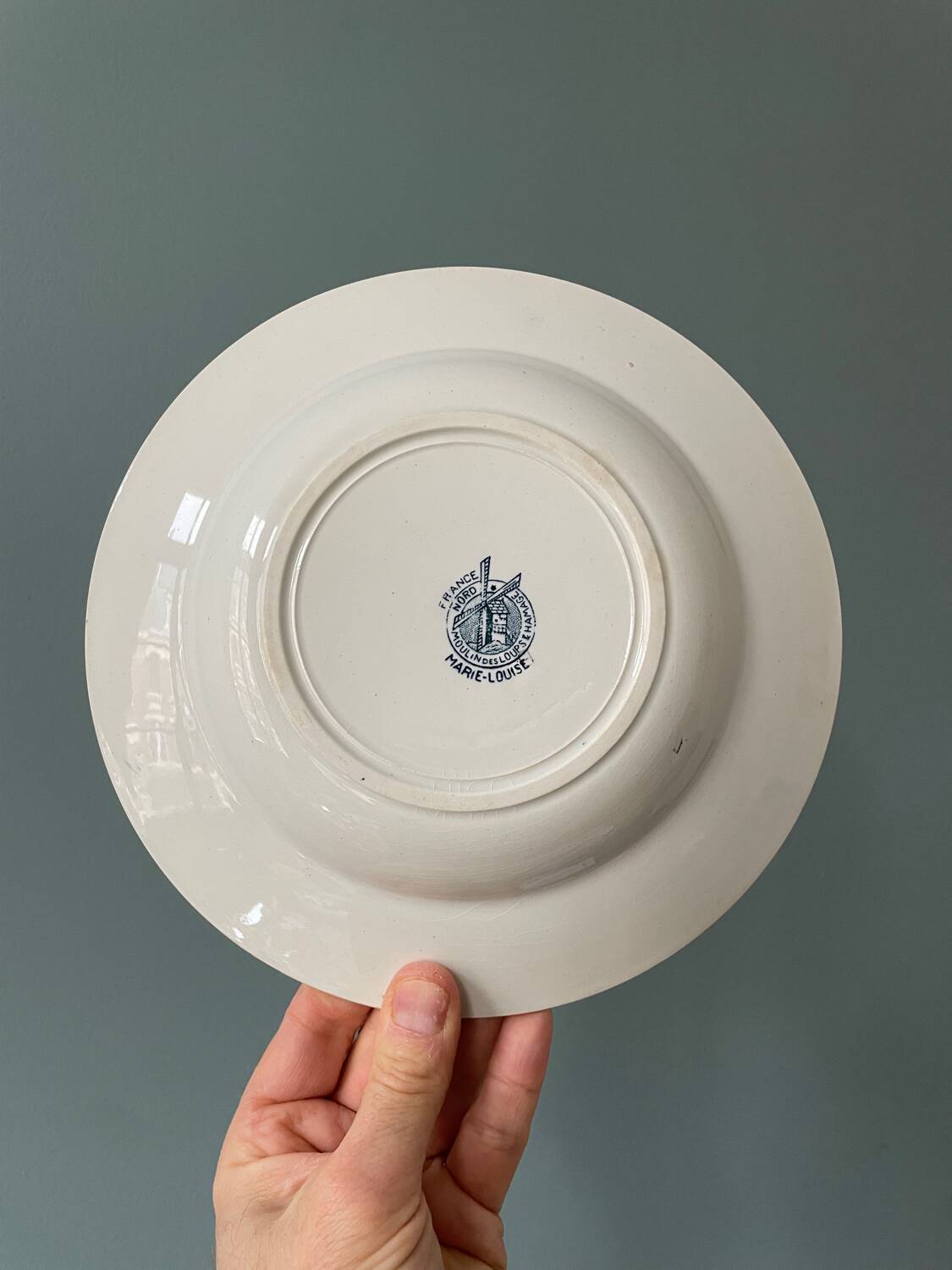 Series of 8 Marie-Louise soup plates, Moulin des Loups and Hamage