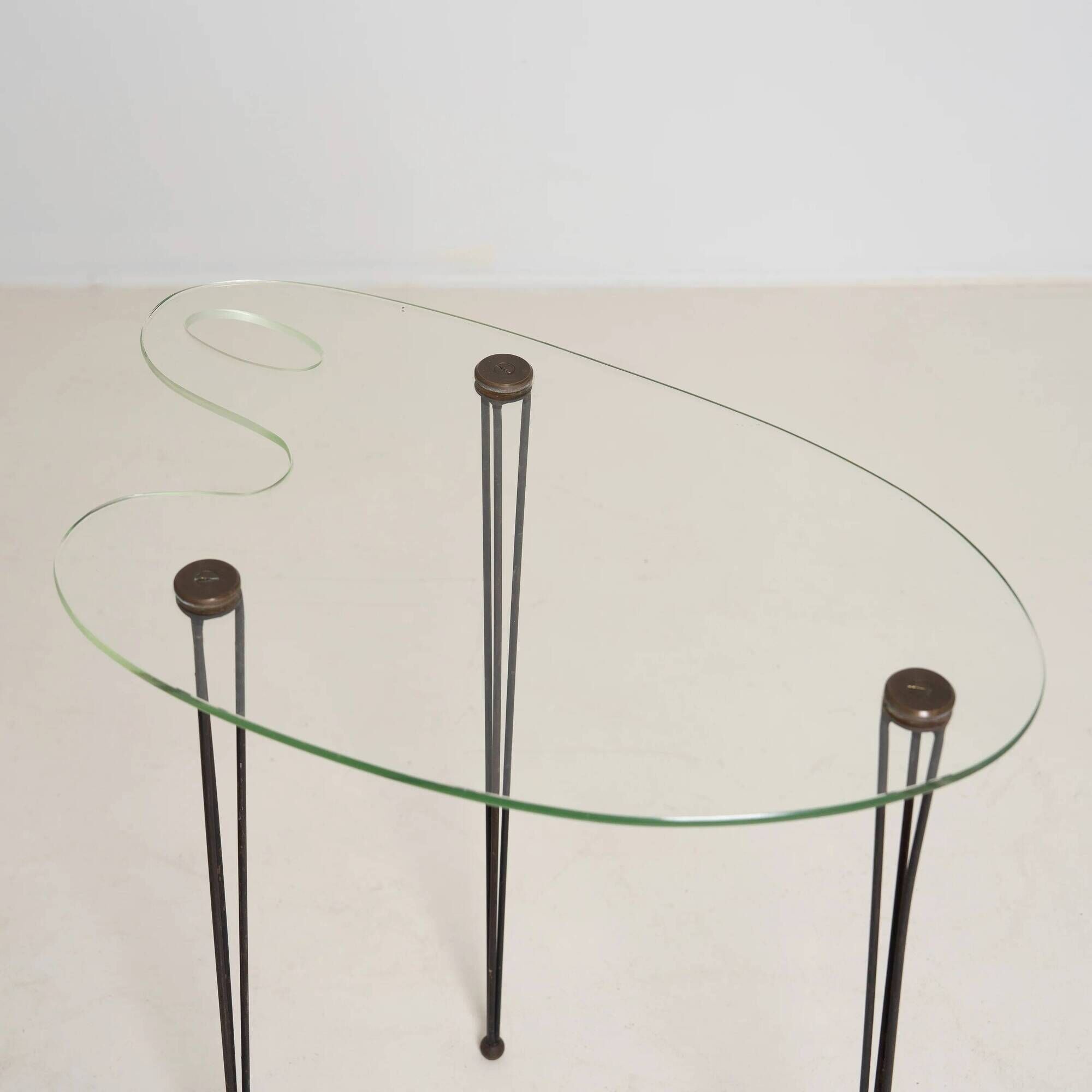 GLASS ARTIST'S PALETTE SIDE TABLE, CIRCA 1960S