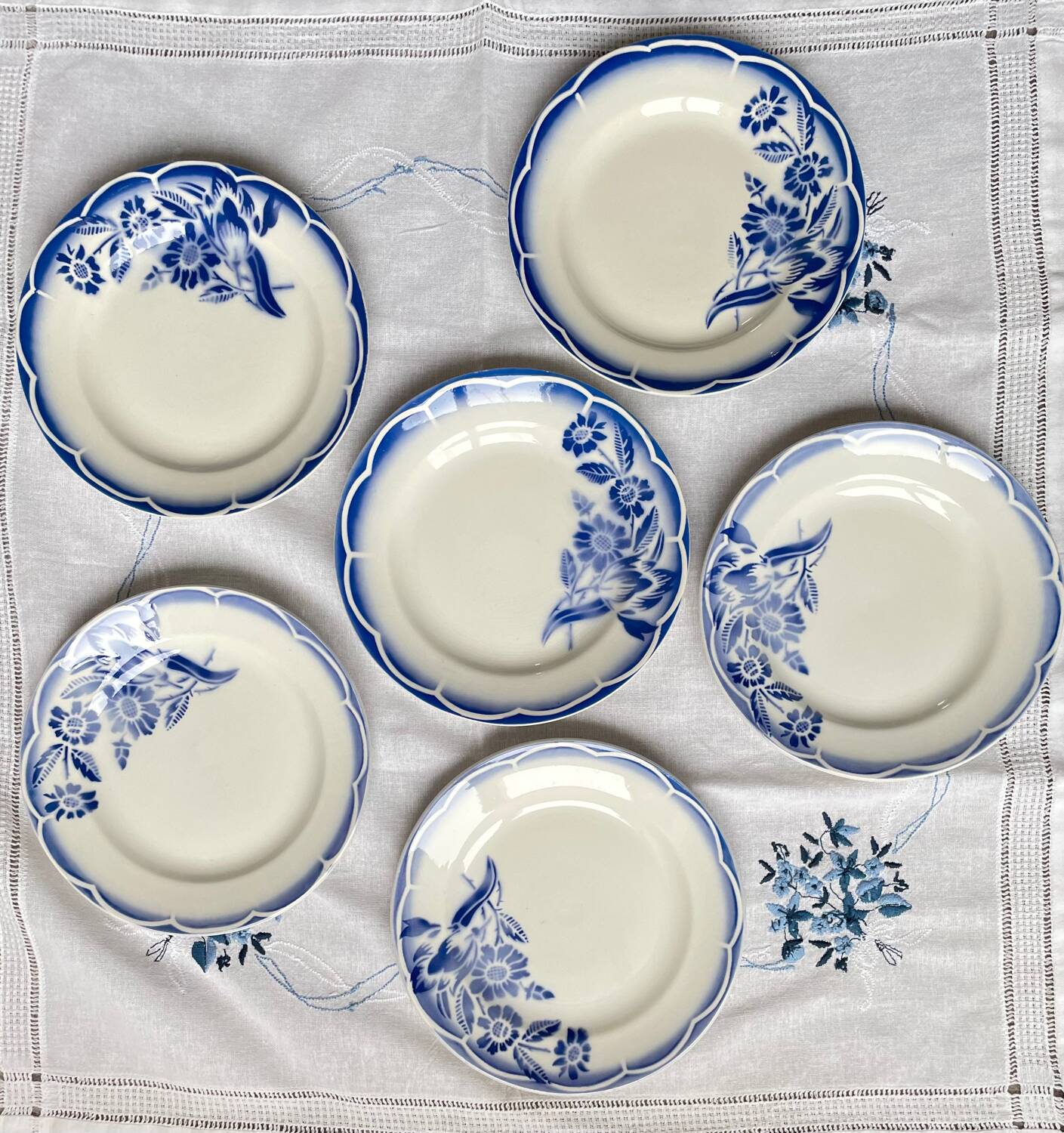 6 dessert plates Sarreguemines Digoin Model André
