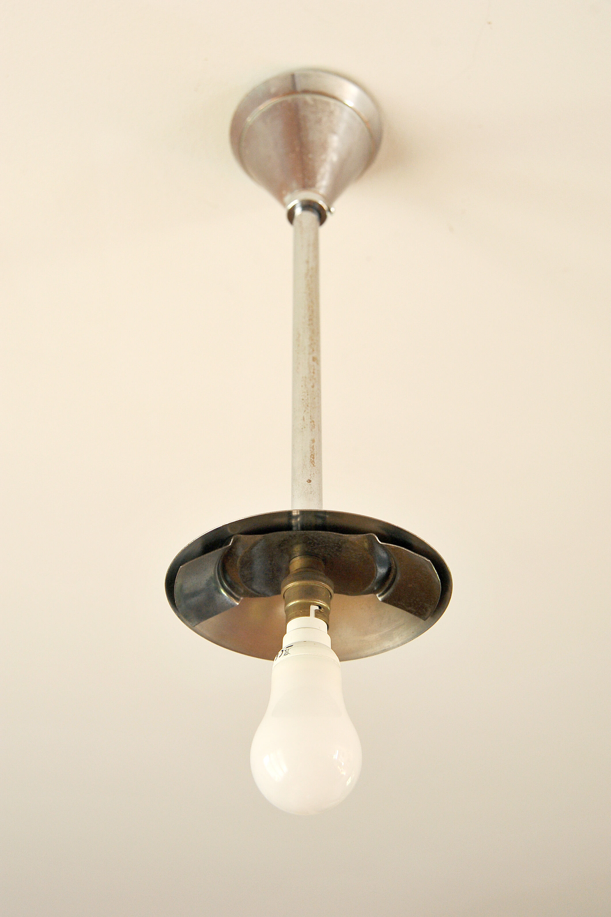 Art Deco globe hanging lamp in opaline,1940