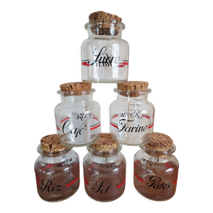 6 bocaux en verre anciens