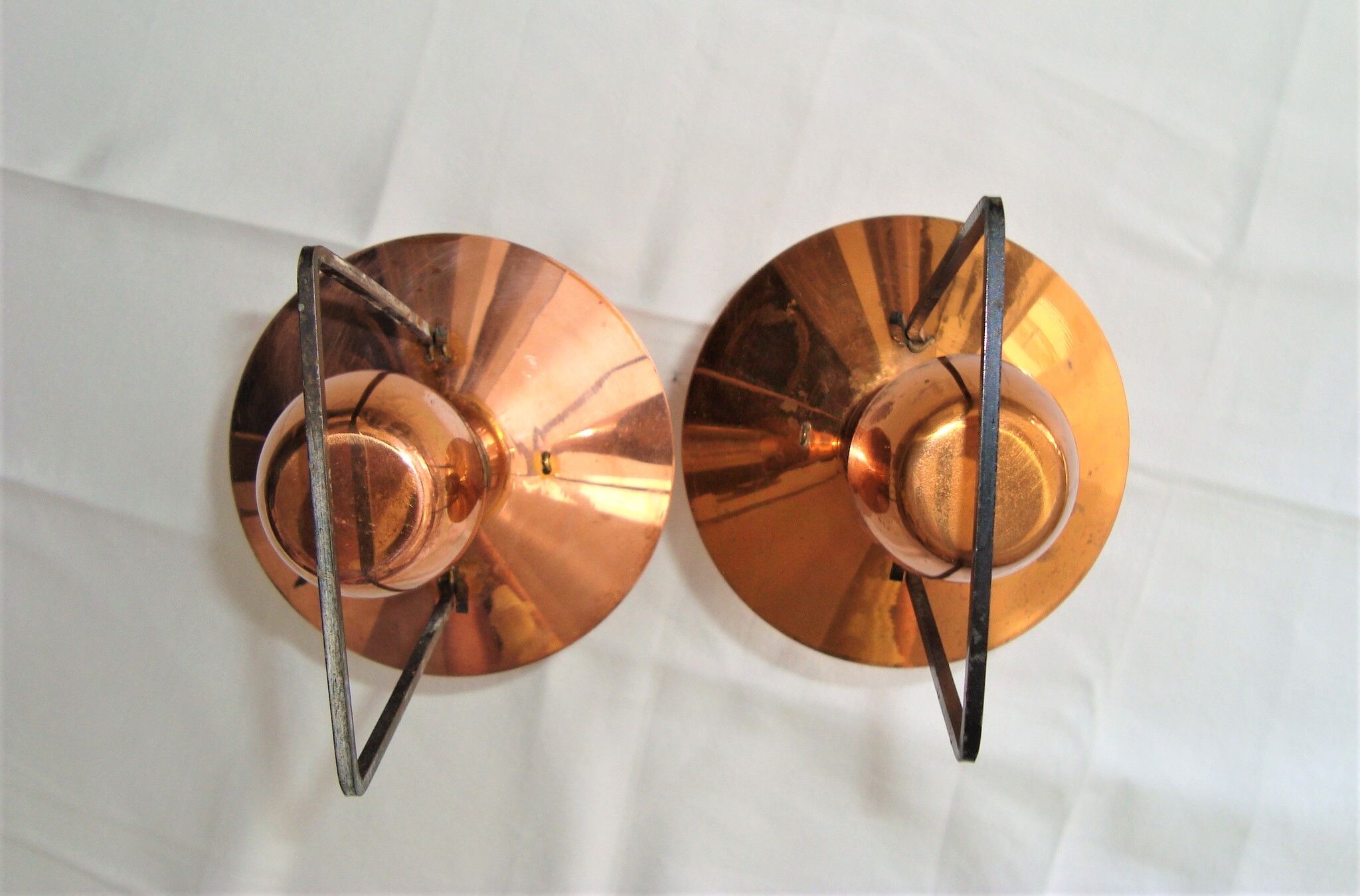 Pair bottles carafes bottles musical lantern vintage copper 60