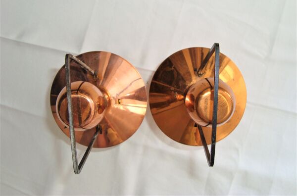 Paire bouteilles lanterne musicales cuivre vintage 60