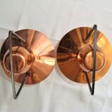 Paire bouteilles lanterne musicales cuivre vintage 60