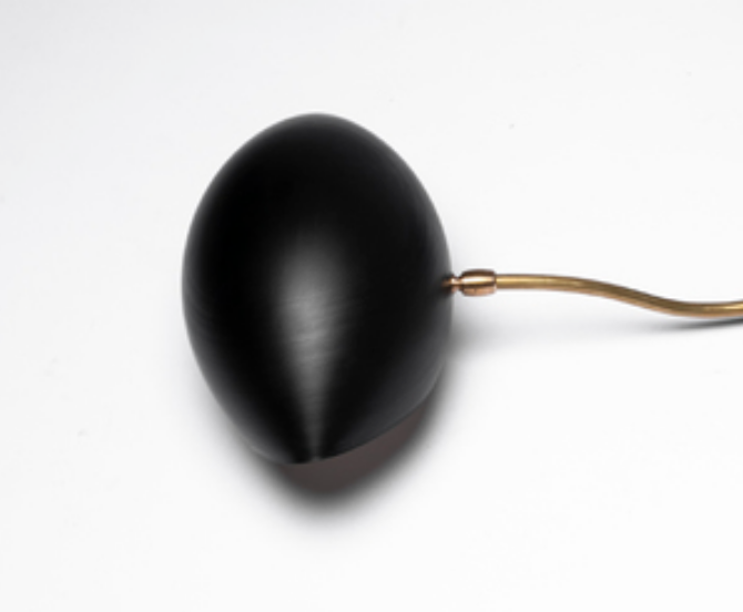 Sculptural wall lamp in brass and black metal 60 's