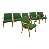 Set of 6 groene eetkamerstoelen met beukenhout