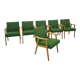 Ensemble de 6 chaises de salle à manger vertes en bois de hêtre.