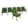 Ensemble de 6 chaises de salle à manger vertes en bois de hêtre.
