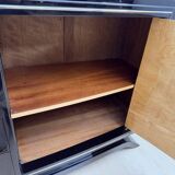 Art Deco Sideboard in Black Lacquer, Maple & Chrome, France, 1930