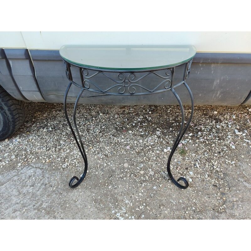 Console fer forgé plateau verre