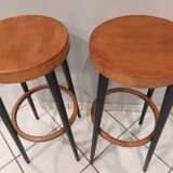 Suite de 4 tabourets de bar bistrot baumann vintage années 1960