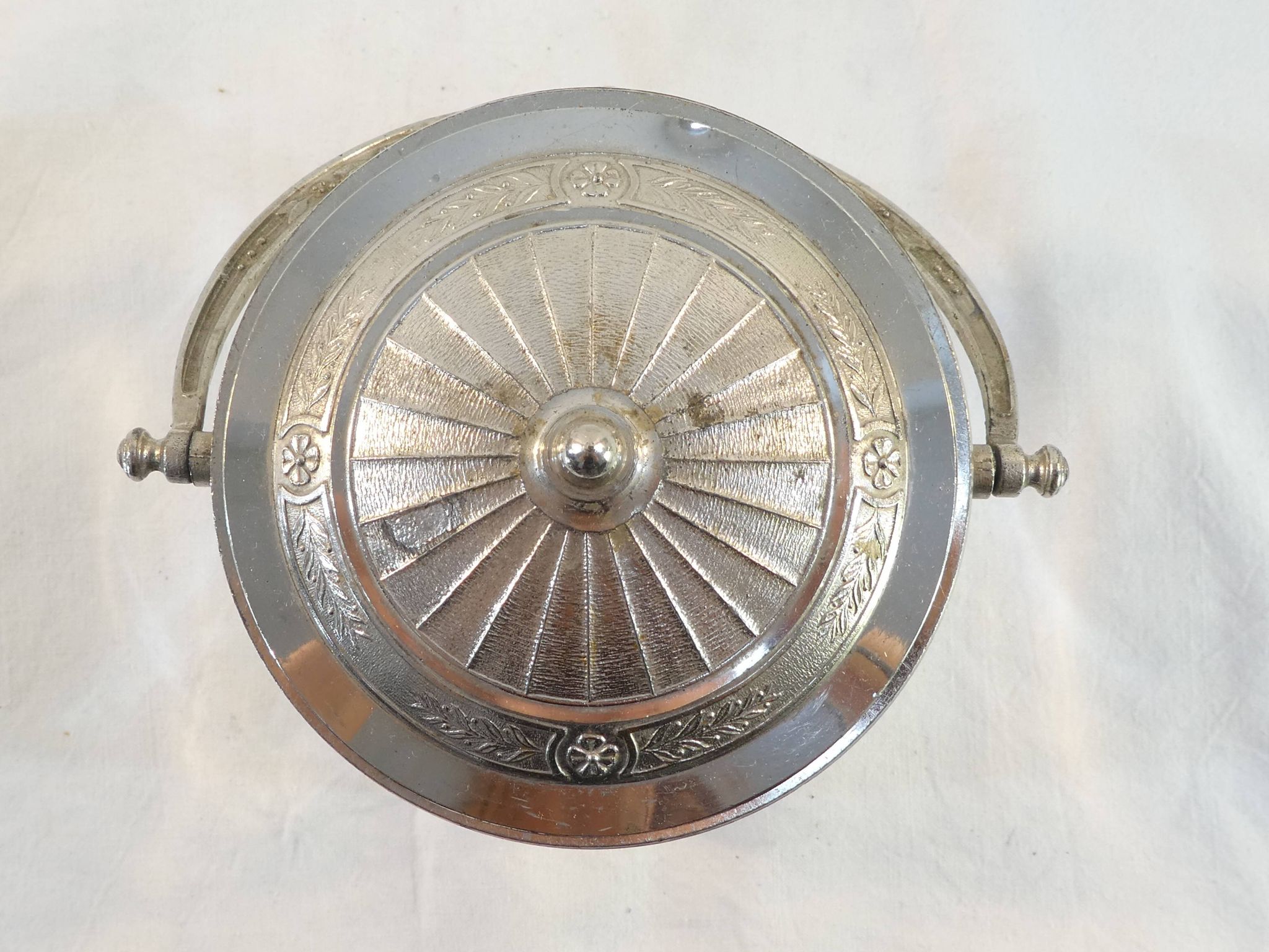 1900 glass cookie bucket engraved silver metal frame