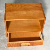 Mid Century pine floating nightstand with drawer, Scandinavian hanging cabinet