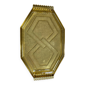 Art Deco yellow molded glass top