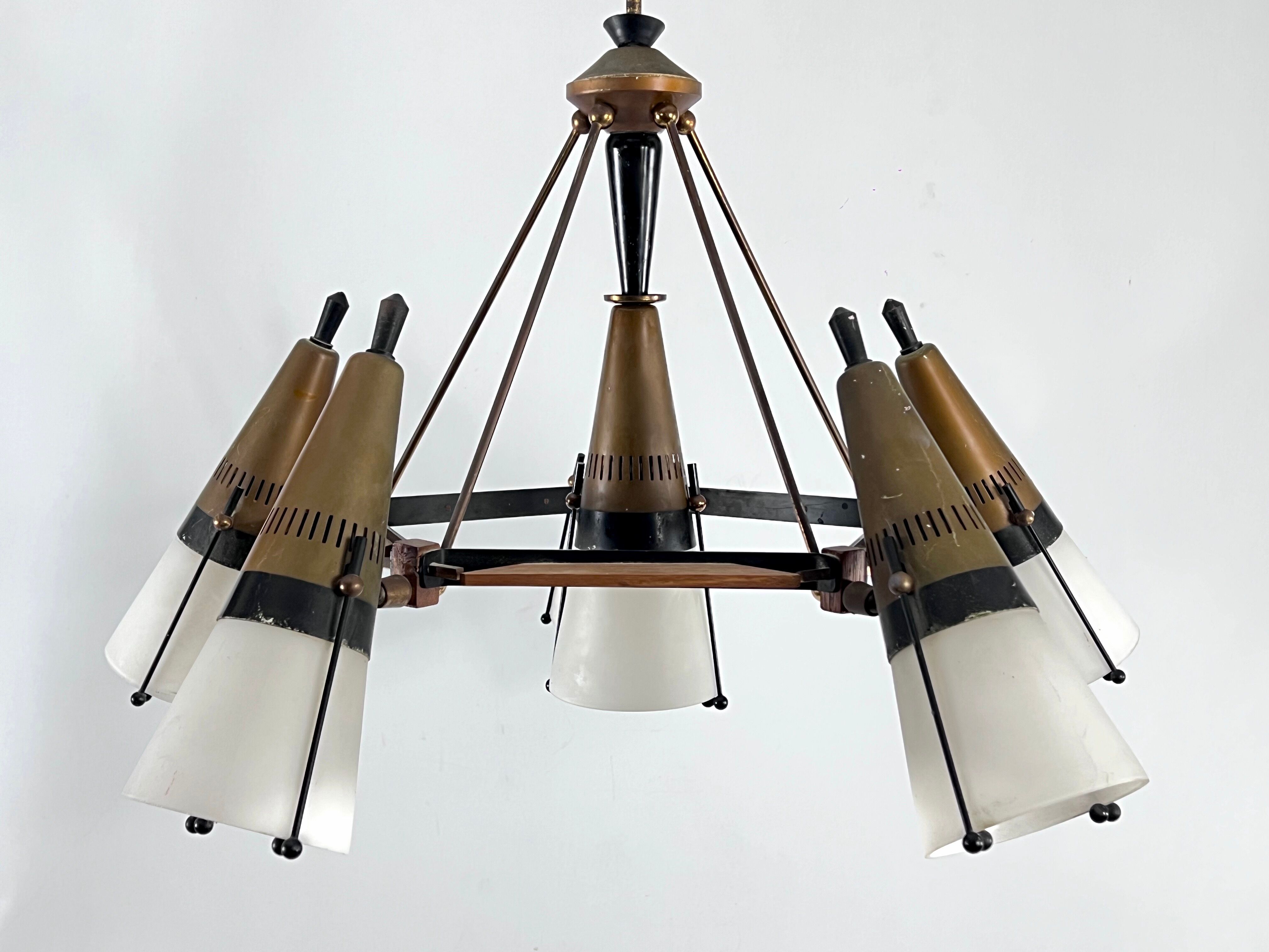 Mid-Century Modern sputnik chandelier, Italy 1950s