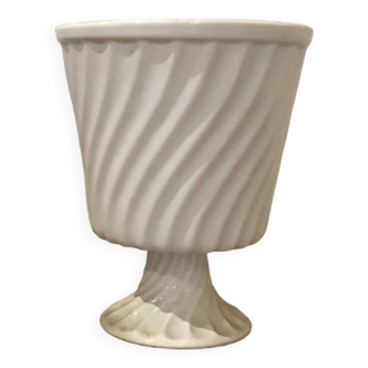 Limoge white porcelain vase with very decorative grooves